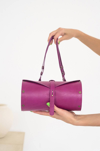 Кожаная сумка через плечо из натуральной кожи и дерева, 22х11х11 см Because TUB FYKSIA - фото 3