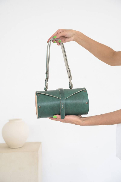 Кожаная сумка через плечо из натуральной кожи и дерева, 22х11х11 см Because TUB IZUMRUD - фото 4