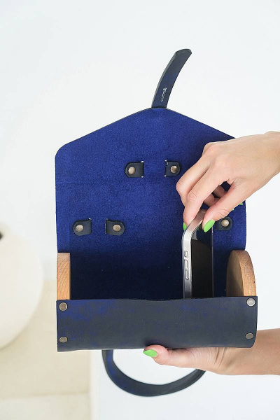 Кожаная сумка через плечо из натуральной кожи и дерева, 22х11х11 см Because TUB ULTRA - фото 6