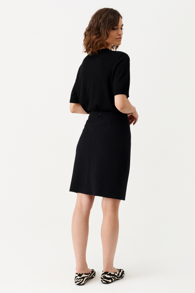 Приталенная юбка из костюмной ткани до колена Панда 160450w черный - фото 3