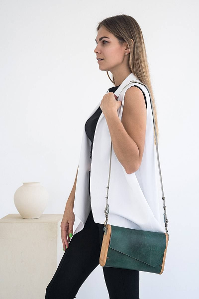 Сумка Мишель из натуральной кожи с деревянными вставками Because MISHEL IZUMRUD - фото 6