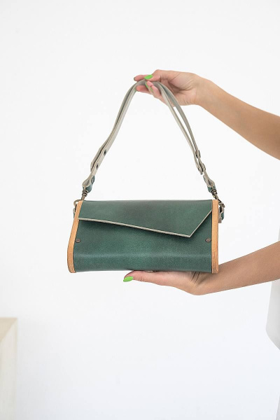 Сумка Мишель из натуральной кожи с деревянными вставками Because MISHEL IZUMRUD - фото 3