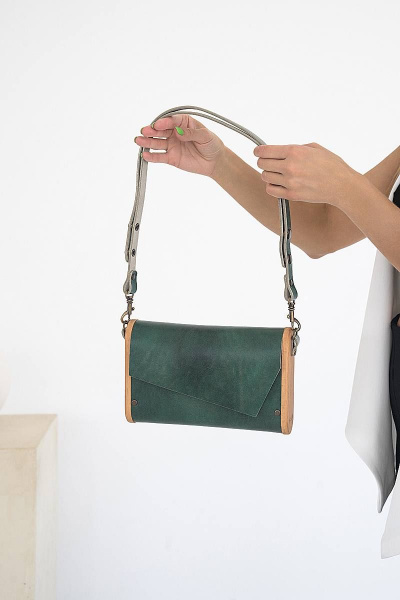 Сумка Мишель из натуральной кожи с деревянными вставками Because MISHEL IZUMRUD - фото 7