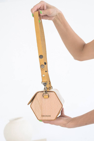 Сумка желтая из натуральной кожи с регулируемым ремнем Because ZVEZDA DYNA - фото 4