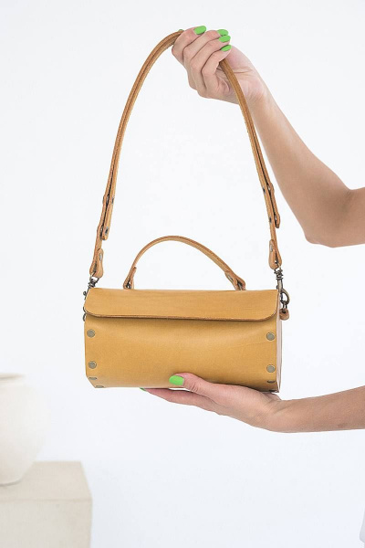 Сумка желтая из натуральной кожи с регулируемым ремнем Because ZVEZDA DYNA - фото 3