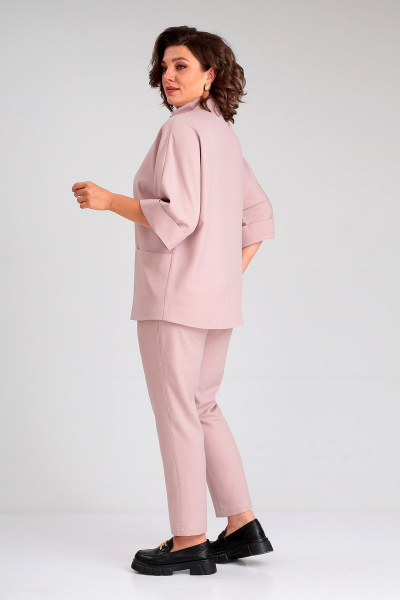 Костюм блуза и брюки с регулятором из текстиля Liona Style 862 пудра - фото 4