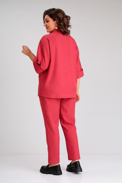 Комплект блузы и брюк на каждый день из текстиля Liona Style 862 малина - фото 4