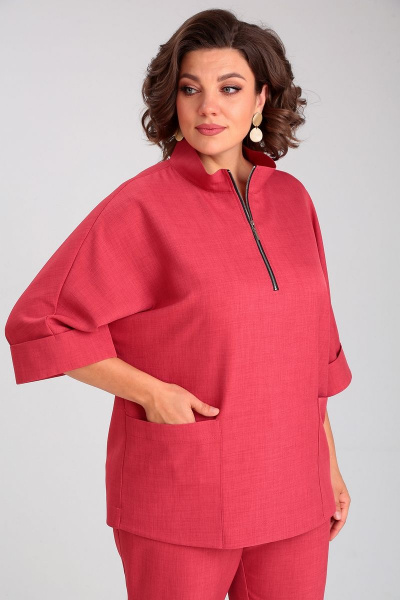 Комплект блузы и брюк на каждый день из текстиля Liona Style 862 малина - фото 2