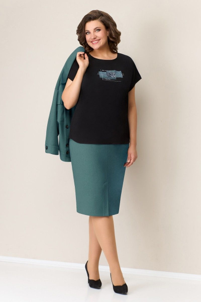 Блуза, жакет, юбка VOLNA 1309 темно-мятный - фото 3