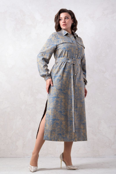 Платье-рубашка из вискозы с поясом и карманами Avanti 1404 - фото 1