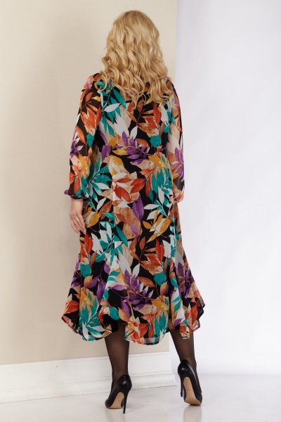 Платье длинное в горошек с воротником-стойкой и сборкой Celentano lite 4010.2 листва - фото 10