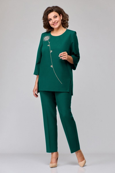 Демисезонный брючный комплект из костюмной ткани Jurimex 2962 изумруд - фото 1