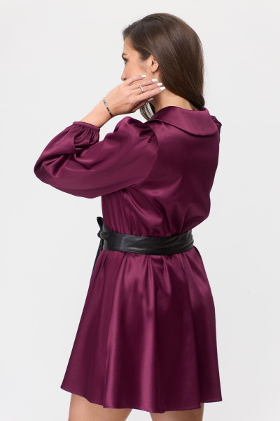 Платье из атласа в Х-образном стиле с короткими рукавами Abbi 1017 вишня - фото 7