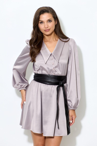 Платье из атласа со вставками и талиевой эластичной тесьмой Abbi 1017 какао - фото 15