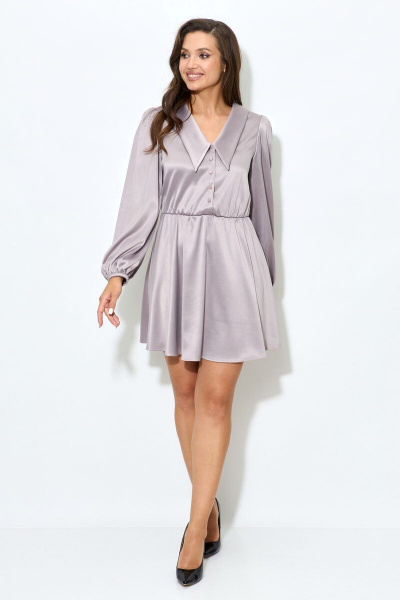 Платье из атласа со вставками и талиевой эластичной тесьмой Abbi 1017 какао - фото 9