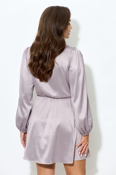 Платье из атласа со вставками и талиевой эластичной тесьмой Abbi 1017 какао - фото 8