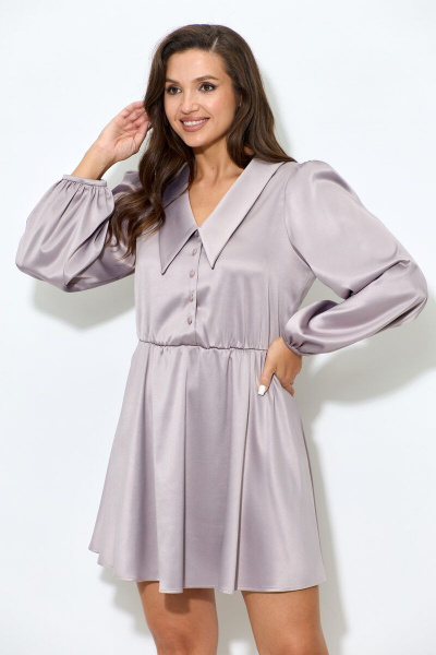 Платье из атласа со вставками и талиевой эластичной тесьмой Abbi 1017 какао - фото 6