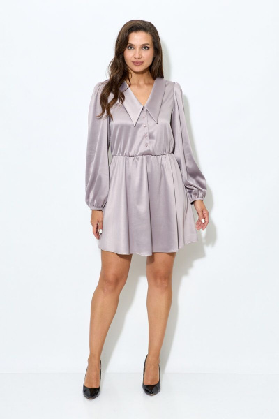 Платье из атласа со вставками и талиевой эластичной тесьмой Abbi 1017 какао - фото 5