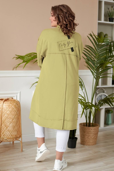 Зеленый кардиган из трикотажа с эффектными деталями Rumoda 2019/1 оливковый - фото 10