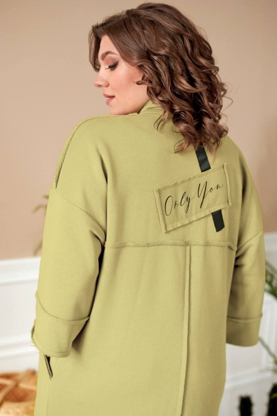 Зеленый кардиган из трикотажа с эффектными деталями Rumoda 2019/1 оливковый - фото 3