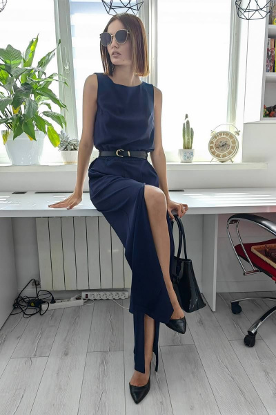 Комбинезон синий из текстиля на каждый день и праздник Patriciа F15324 темно-синий - фото 9