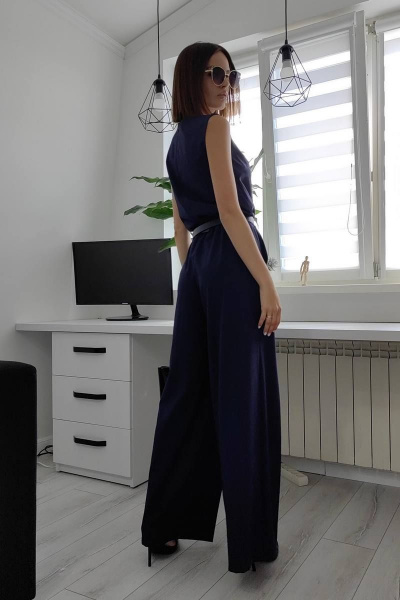 Комбинезон синий из текстиля на каждый день и праздник Patriciа F15324 темно-синий - фото 8