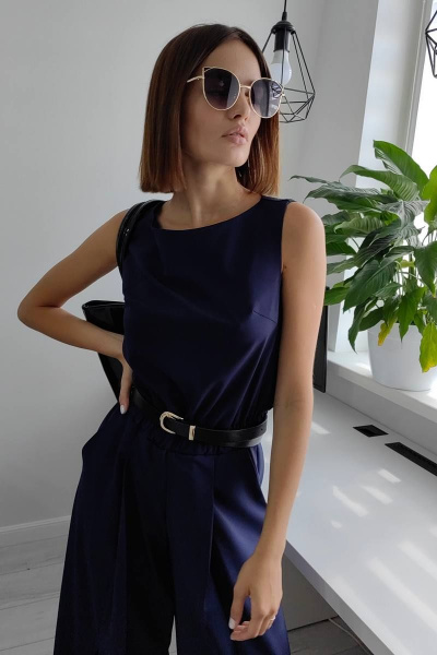 Комбинезон синий из текстиля на каждый день и праздник Patriciа F15324 темно-синий - фото 7