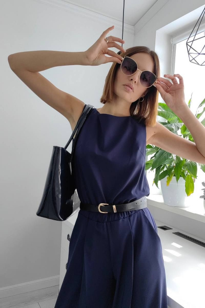 Комбинезон синий из текстиля на каждый день и праздник Patriciа F15324 темно-синий - фото 6