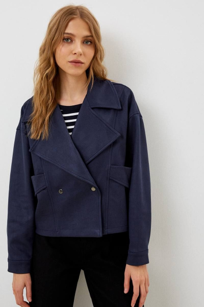 Жакет синий из вискозы и искусственной замши Patriciа NY15176 темно-синий - фото 1