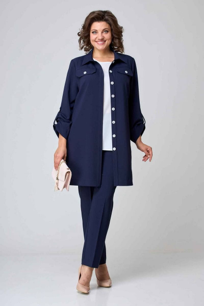 Брюки, жакет, топ Асолия 1393 темно-синий - фото 2