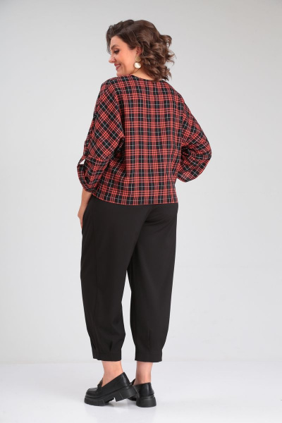 Блузка из вискозы с принтом и брюки-шаровары по низу Michel chic 1347 черный-оранжевый - фото 6