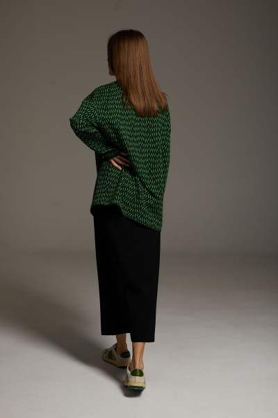 Комплект джемпер и юбка свободного силуета из вискозы DAVA 182/1 черный-зеленый - фото 5