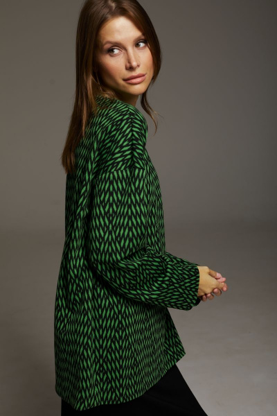 Комплект джемпер и юбка свободного силуета из вискозы DAVA 182/1 черный-зеленый - фото 3