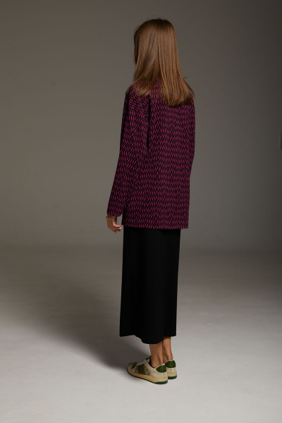 Джемпер и юбка прямого силуэта из вискозы и трикотажа DAVA 182/1 черный-фуксия - фото 5