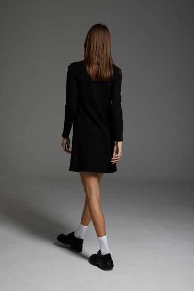 Платье базовое приталенное из вискозного трикотажа DAVA 183 черный - фото 6