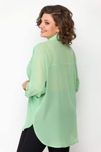 Рубашка хлопковая удлиненная свободная стежка Solomeya Lux 869 салатовый - фото 7