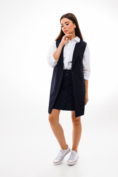 Жилет синій классический из костюмной ткани Anelli 1036 синий - фото 2