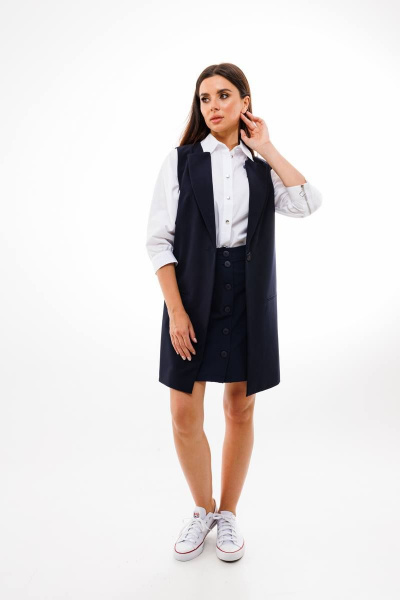 Жилет синій классический из костюмной ткани Anelli 1036 синий - фото 1