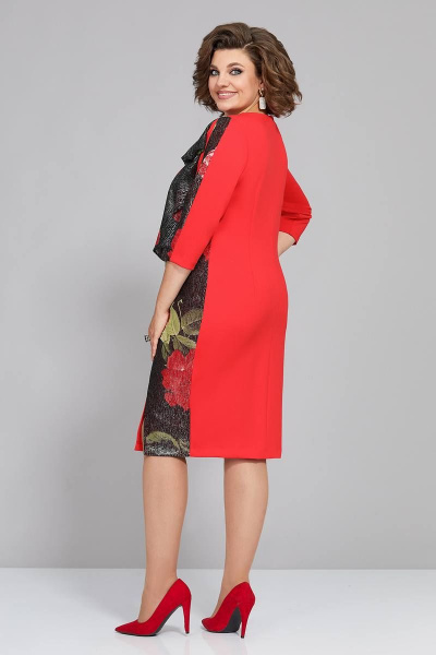 Платье из трикотажа и шифона с асимметричным воланом Mira Fashion 5304 - фото 2