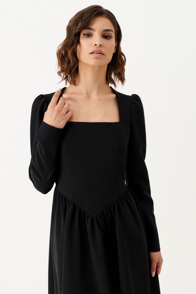 Демисезонное платье с длинными рукавами для повседневной носки Панда 152380w черный - фото 3