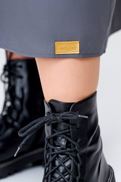 Платье прямого силуэта из хлопка с карманами Swallow 675.2 графит - фото 15