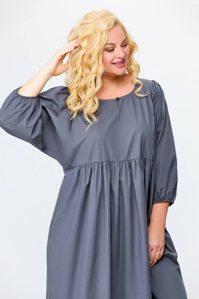 Платье прямого силуэта из хлопка с карманами Swallow 675.2 графит - фото 13