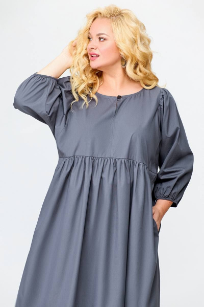 Платье прямого силуэта из хлопка с карманами Swallow 675.2 графит - фото 12