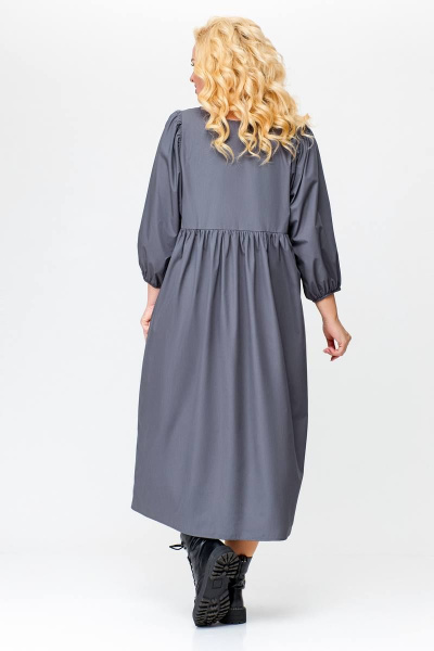 Платье прямого силуэта из хлопка с карманами Swallow 675.2 графит - фото 11