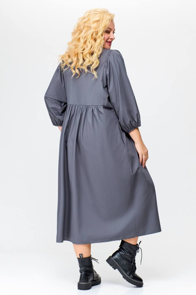 Платье прямого силуэта из хлопка с карманами Swallow 675.2 графит - фото 10