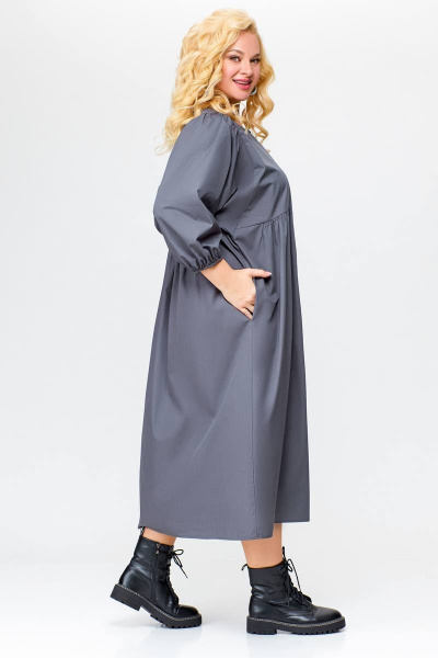 Платье прямого силуэта из хлопка с карманами Swallow 675.2 графит - фото 9