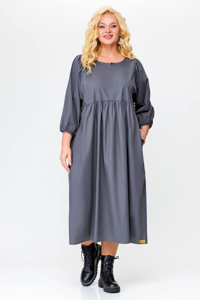 Платье прямого силуэта из хлопка с карманами Swallow 675.2 графит - фото 7