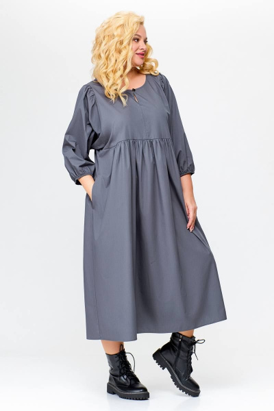 Платье прямого силуэта из хлопка с карманами Swallow 675.2 графит - фото 6