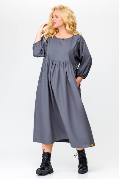 Платье прямого силуэта из хлопка с карманами Swallow 675.2 графит - фото 5