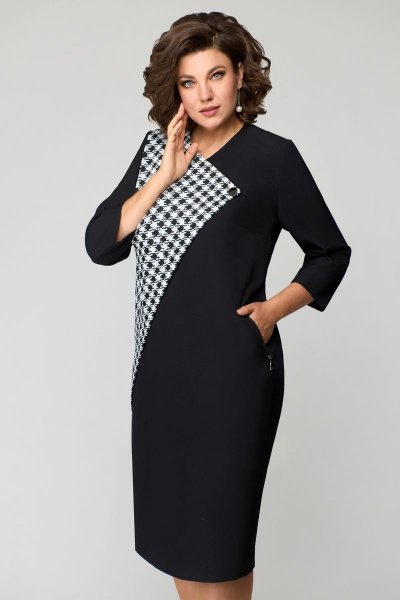 Платье Мишель стиль 1143 черный +белый - фото 2